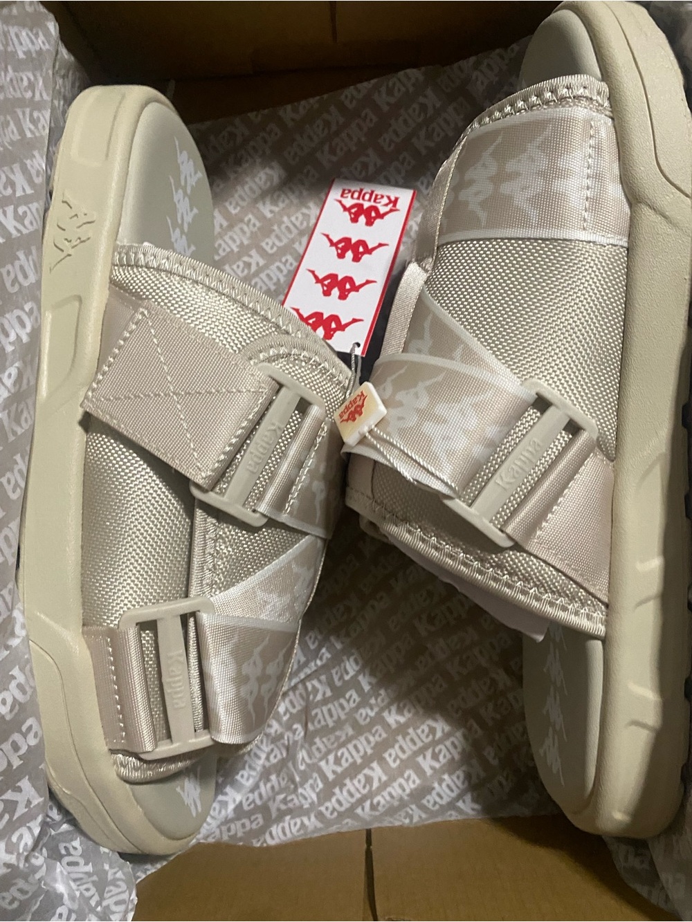 Kappa 222 Banda Mitel 1 Slide Sandals Off-White Men's Size 9